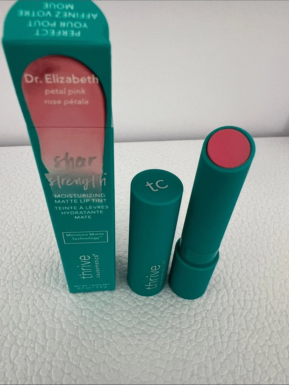 Thrive Sheer Strength Moisturizing Matte Lip Tint in Dr. Elizabeth - petal pink